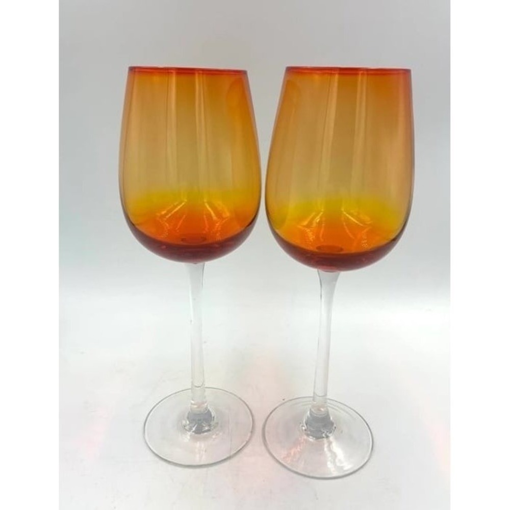The Pier 1 Amberina Orange Hombre Wine Water Goblets
